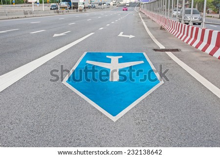 The symbols on the the street Way To Suvarnabhumi Airport (Thailand).