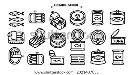 Tin can line icons set. Editable stroke. Outline collection of tin can vector icons for web design isolated on white background Royalty-Free Stock Photo #2321407035