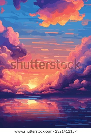 evening sky clouds. sunset, vector illustration Royalty-Free Stock Photo #2321412157