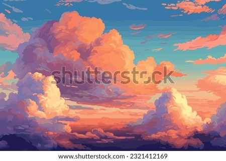 evening sky clouds. sunset, vector illustration Royalty-Free Stock Photo #2321412169