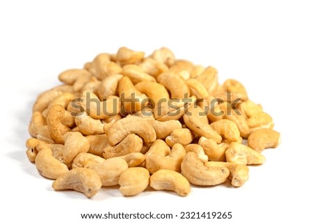 Cashew nuts against white background