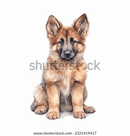 KING SHEPHERD watercolor portrait painting illustrated dog puppy isolated on transparent white background