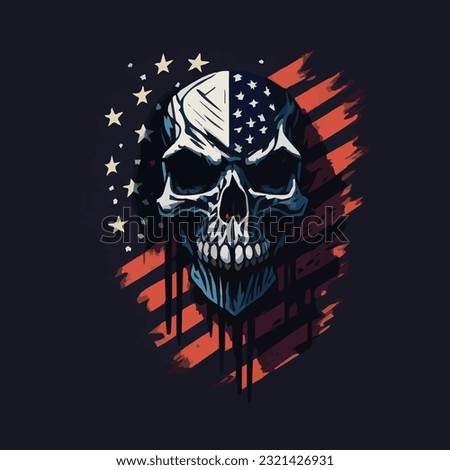 Evil Head In USA Flag Vector Art Design