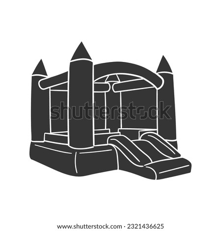 Bouncy Castle Icon Silhouette Illustration. Playground Children Vector Graphic Pictogram Symbol Clip Art. Doodle Sketch Black Sign.