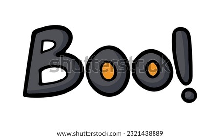 Cute cartoon halloween lettering Boo. Vector ink hand drawn illustration isolated on white background.