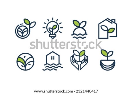 Nature logo icon set with modern simple line art style Royalty-Free Stock Photo #2321440417