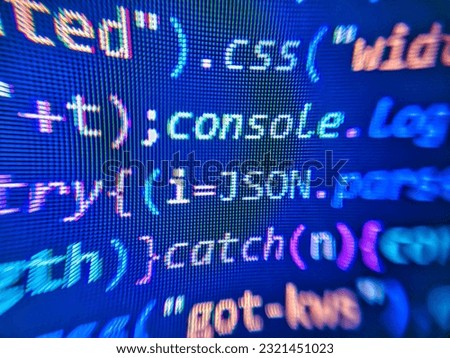 Programmer working in computer screen. Art design website digital page. Closeup of Web Code on Computer LED Screen. Screen at wor. Programming code abstract laptop