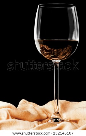 Wine glass on a black background