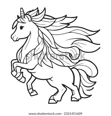 Cute Small Baby Horse Line Art