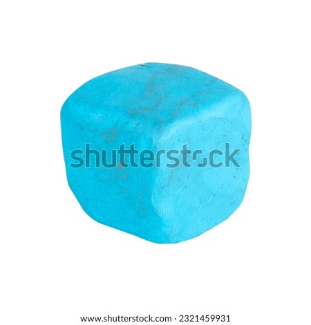 plasticine blue square isolated on white background single one.