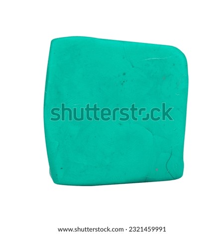plasticine green square isolated on white background single one.