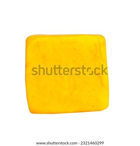 plasticine yellow square isolated on white background single one.