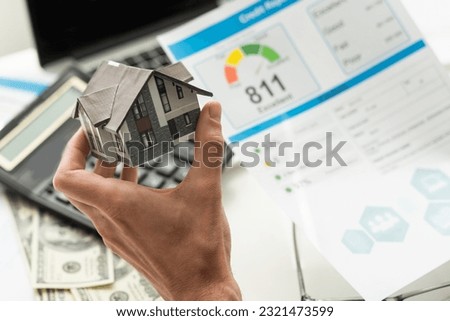 report credit score banking borrowing application risk form document loan business market policy deployment data check workplace concept - stock image Royalty-Free Stock Photo #2321473599