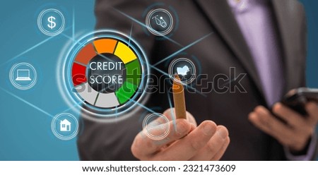 Excellent credit score with young man in the night
