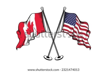 USA and canada crossed flag vector 