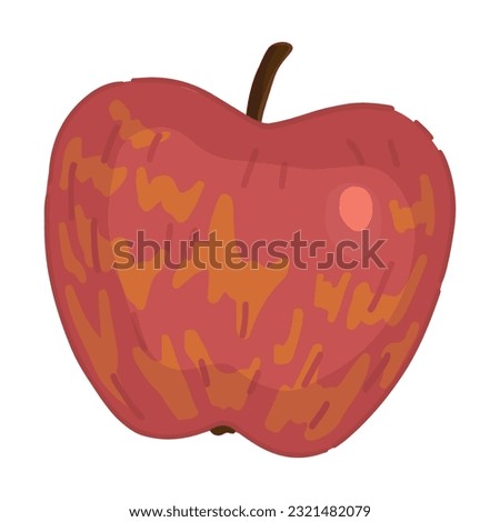Apple fruit clipart. Autumn edible harvest vector illustration. Cartoon style doodle isolated on white background..