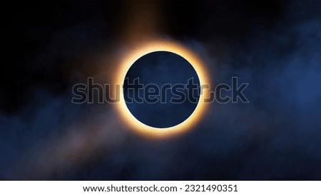 Total solar eclipse with fog Royalty-Free Stock Photo #2321490351