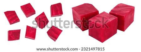 beetroot diced isolated on white background with full depth of field. Top view. Flat lay