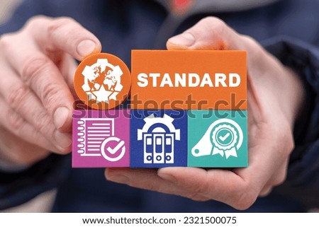 Concept of STANDARDS LAW COMPLIANCE REGULATIONS BUSINESS. Standards quality control.