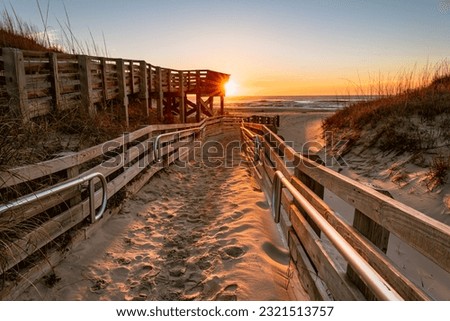 View of sunrise from Ocracoke Island. Royalty-Free Stock Photo #2321513757