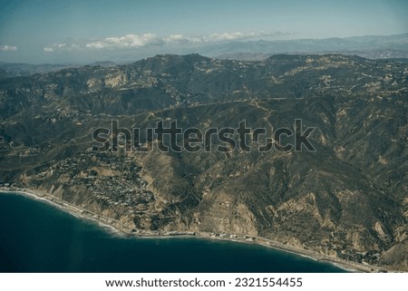 Aerial view of Leo Carrillo State Park and Pacific Coast Highway in Malibu, California. High quality photo
