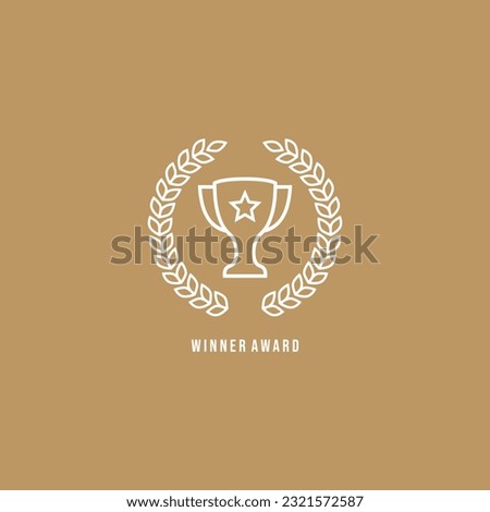 trophy champion vector template. first place winner award wreath ribbon graphic illustration.