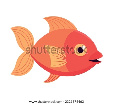 Cute cartoon fish animal icon isolated