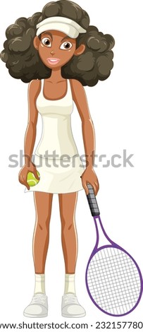 Female Tennis Player with Racket illustration