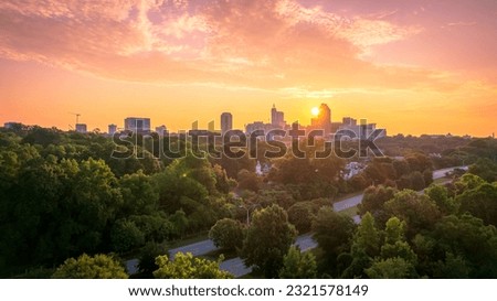 Downtown Raleigh, North Carolina at sunrise. Royalty-Free Stock Photo #2321578149