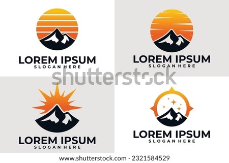set of mountain logo vector design template