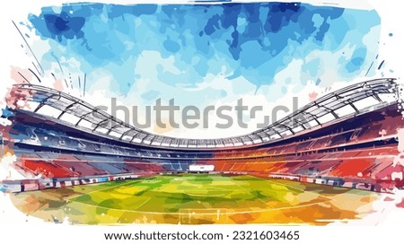Football or cricket stadium line drawing illustration. Soccer stadium sketch vector. Royalty-Free Stock Photo #2321603465