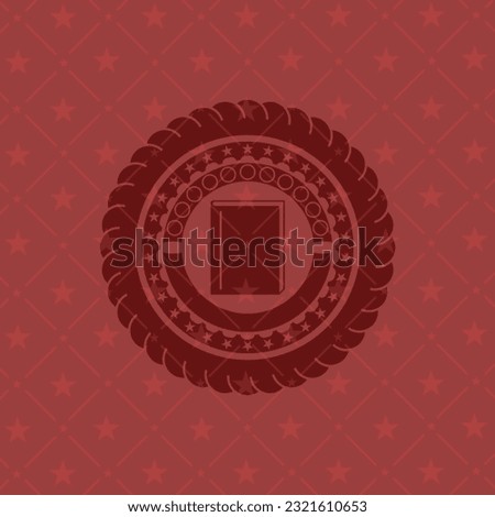 book icon inside badge with red background. 