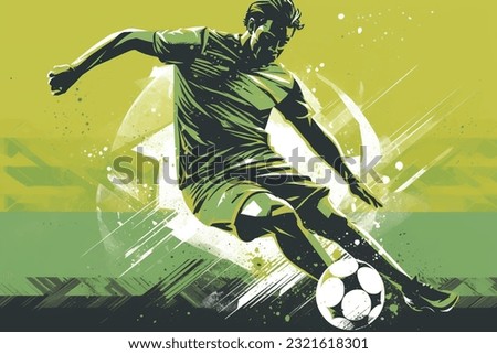 isolated a soccer player running with the ball in tournament