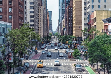 July 2022 - New York, NY, USA - New York City viewed from the Manhattan bridge