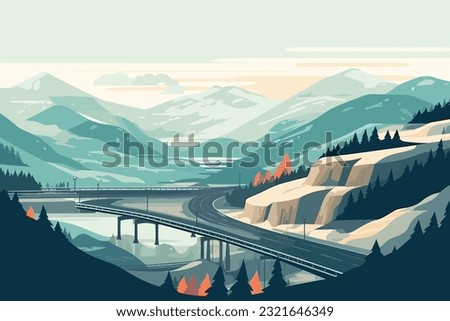 VECTOR ART ILLUSTRATION wonderland freeze covered january scenery sun sunlight frosty seasonal outdoors road river travel beauty mountain scenic water holiday natural snow winter landscape nature
