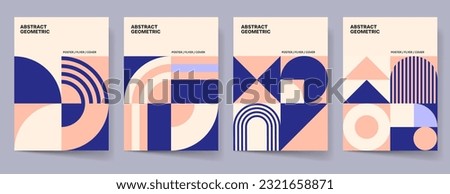 Geometric Poster Cover Template Set. Abstract Shape Background for Magazine Brochure Flyer and Page Layout. Vector Illustration