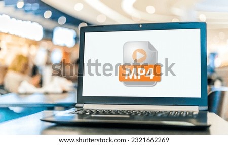 Laptop computer displaying the icon of MP4 file