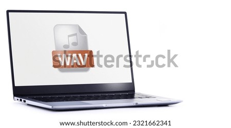 Laptop computer displaying the icon of WAV file