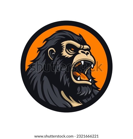 An iconic and recognizable howling gorilla vector clip art illustration, symbolizing power, dominance, and freedom, suitable for sports team logos, wildlife conservation campaigns, and bold graphic pr