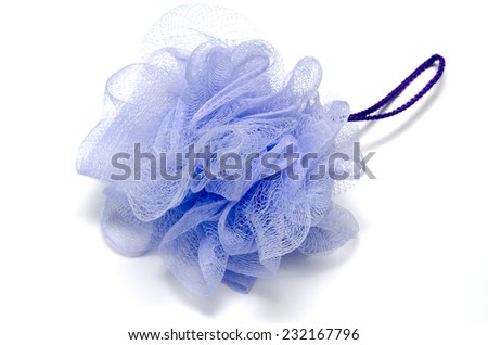 purple bath puff isolated on a white background