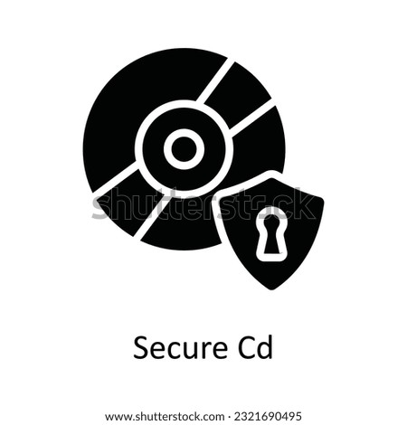 Secure Cd Vector  solid Icon Design illustration. Cyber security  Symbol on White background EPS 10 File
