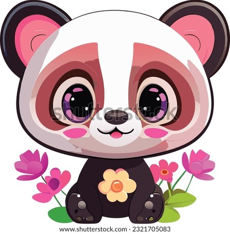 The baby panda would have a round and chubby body, with soft and fluffy fur in black and white colors. Its eyes would be large, innocent, and filled with curiosity.