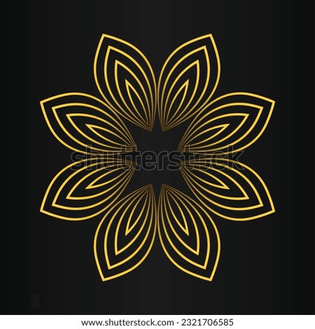 gold flower petals ornament on black background