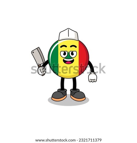 Mascot of senegal flag as a butcher , character design