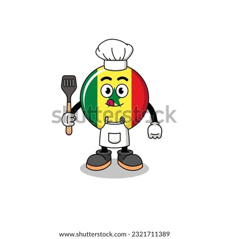 Mascot Illustration of senegal flag chef , character design