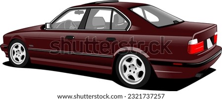 red big sedan luxury lowered back side wheels vector illustration