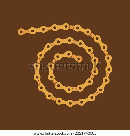 Vector black colored intertwined bicycle chain. Isolated on white background