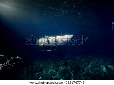 The titan Submarine in sea. Render 3d. Photoshop. Royalty-Free Stock Photo #2321747745