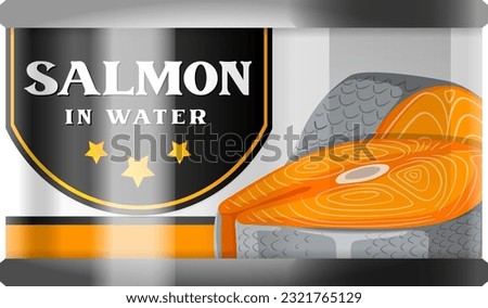 Salmon in water food can vector illustration