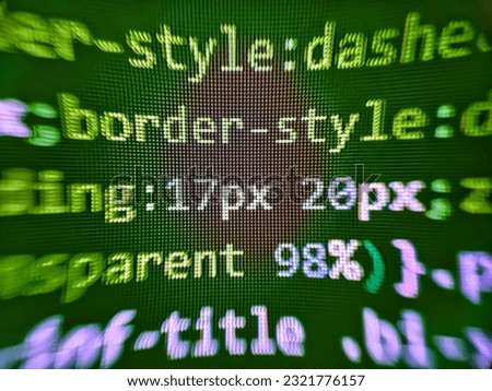 IT coding on monitor screen. Source code photo. Search engine optimization for better rankings with anchor tags. Program. Software development creating projects
